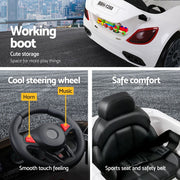 Rigo Kids Electric Ride On Car Cars Music Headlight Remote Control 12V White RCAR-MASRT-S-WH