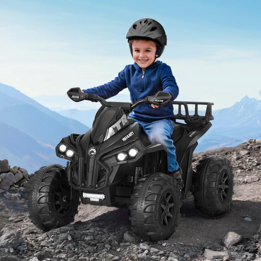 Rigo Kids Ride On Car ATV Quad Motorbike Storage Rack Electric Toys 12V Black RCAR-MBIKE-ATV-L-BK