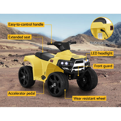 Rigo Kids Ride On ATV Quad Motorbike Car 4 Wheeler Electric Toys Battery Yellow RCAR-MBIKE-ATV-YL