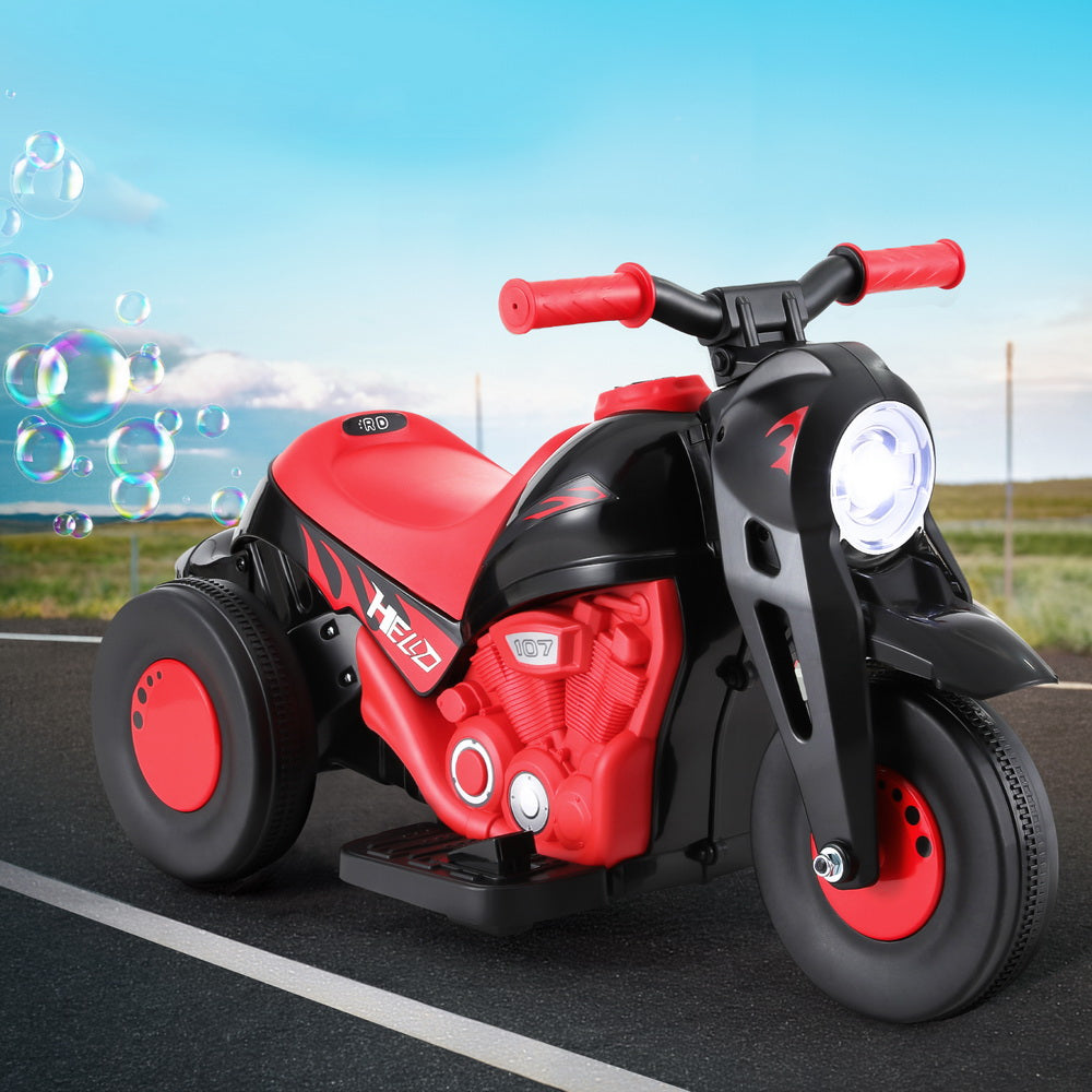 Rigo Kids Ride On Car Motorcycle Motorbike with Bubble Maker Electric Toy 6V Red RCAR-MBIKE-BUBBLE-RD