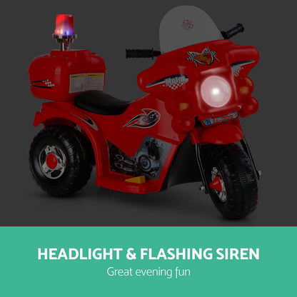 Rigo Kids Electric Ride On Police Motorcycle Motorbike 6V Battery Red RCAR-MBIKE-RD