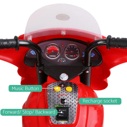 Rigo Kids Electric Ride On Police Motorcycle Motorbike 6V Battery Red RCAR-MBIKE-RD