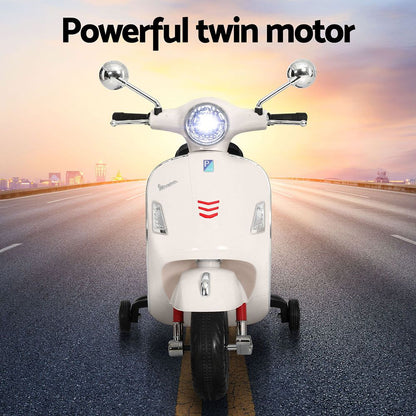 Kids Electric Ride On Car Motorcycle Motorbike Vespa Licensed GTS White RCAR-MBIKE-VESPA-WH