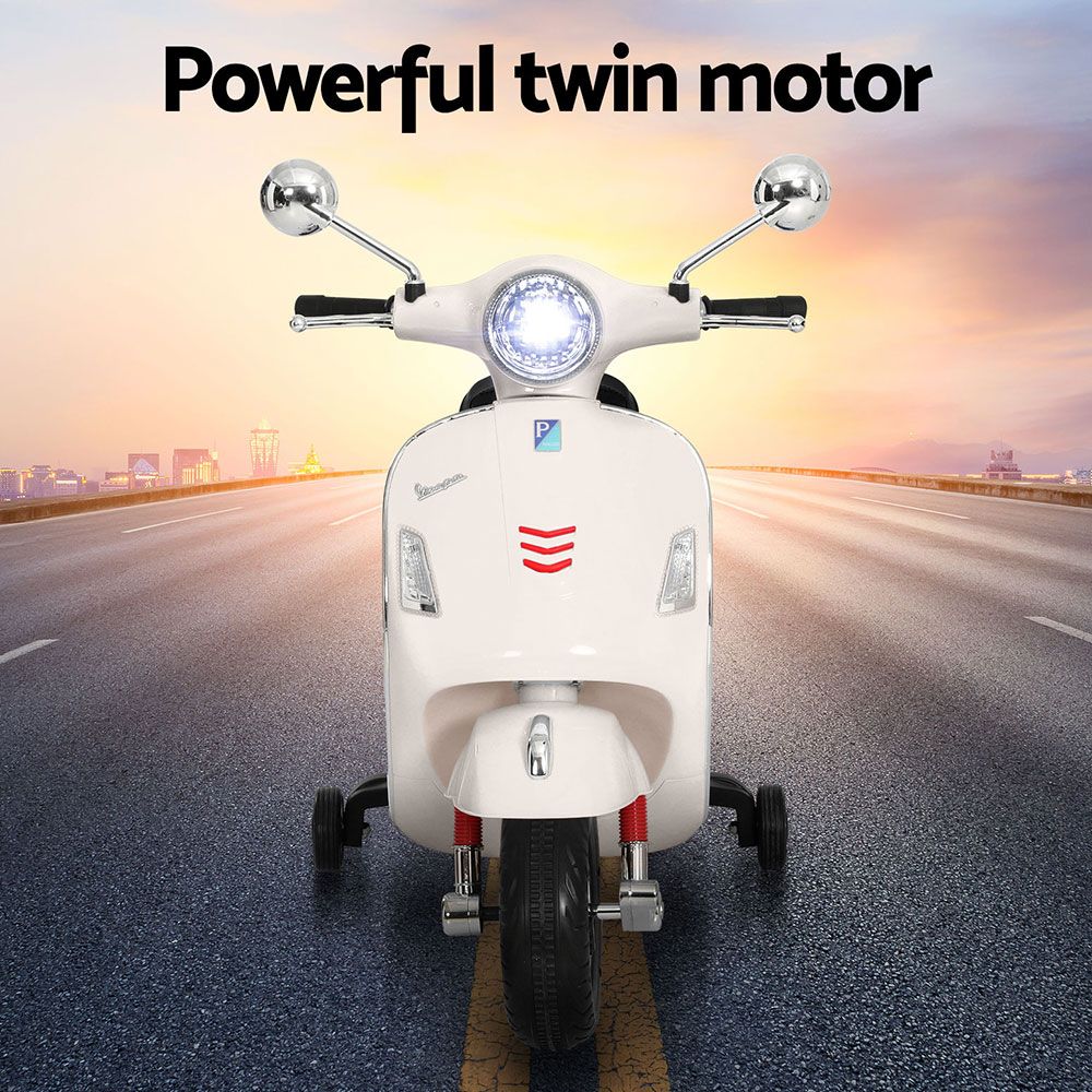 Kids Electric Ride On Car Motorcycle Motorbike Vespa Licensed GTS White