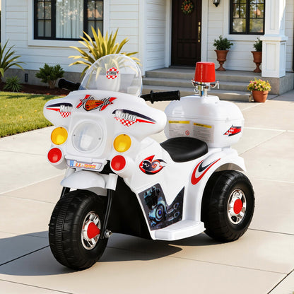 Rigo Kids Electric Ride On Police Motorcycle Motorbike 6V Battery White RCAR-MBIKE-WH