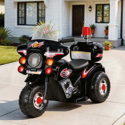 Rigo Kids Electric Ride On Police Motorcycle Motorbike 6V Battery Black RCAR-MBIKE99-BK