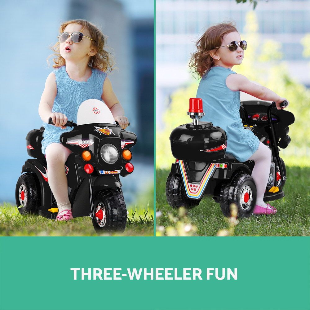 Rigo Kids Electric Ride On Police Motorcycle Motorbike 6V Battery Black RCAR-MBIKE99-BK