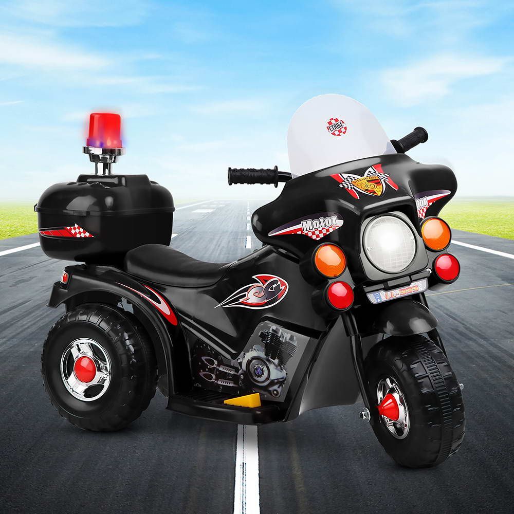 Rigo Kids Electric Ride On Police Motorcycle Motorbike 6V Battery Black RCAR-MBIKE99-BK