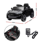 Kids Ride On Car 12V Licensed Ford Electric Toy with Remote Control Horn Music 97x61cm Black RCAR-MSTG-LS-BK