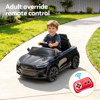Kids Ride On Car 12V Licensed Ford Electric Toy with Remote Control Horn Music 97x61cm Black RCAR-MSTG-LS-BK