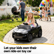 Kids Ride On Car 12V Licensed Ford Electric Toy with Remote Control Horn Music 97x61cm Black RCAR-MSTG-LS-BK