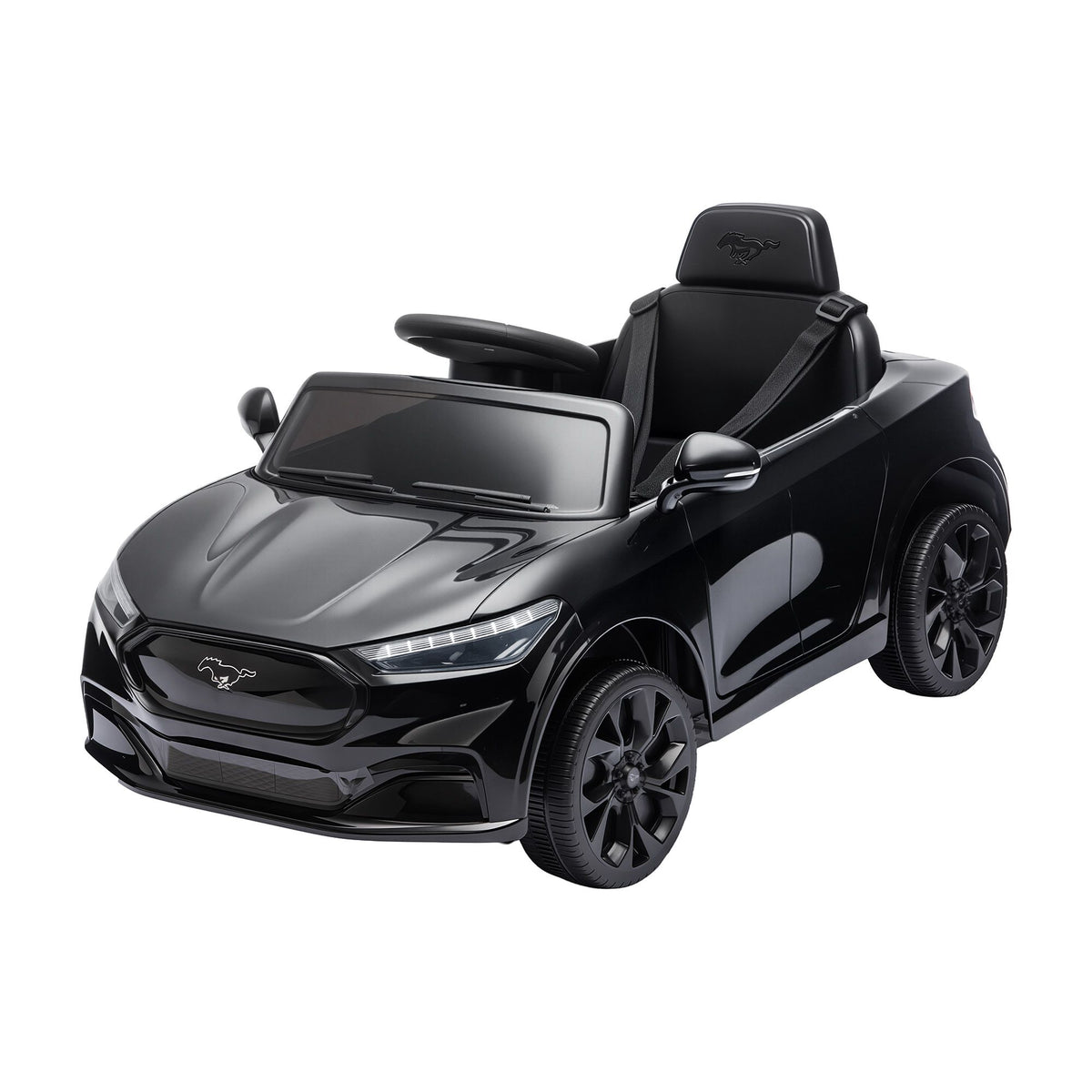 Kids Ride On Car 12V Licensed Ford Electric Toy with Remote Control Horn Music 97x61cm Black RCAR-MSTG-LS-BK