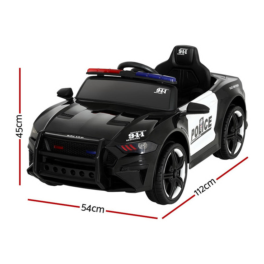 Rigo Kids Ride On Car Electric Patrol Police Cars Battery Powered Toys 12V Black RCAR-POLICE-FR-BK