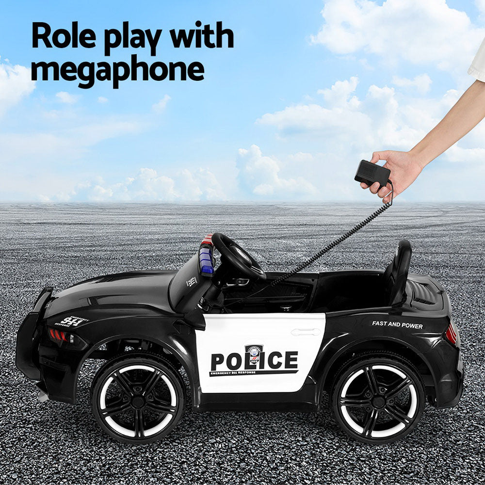 Rigo Kids Ride On Car Electric Patrol Police Cars Battery Powered Toys 12V Black RCAR-POLICE-FR-BK
