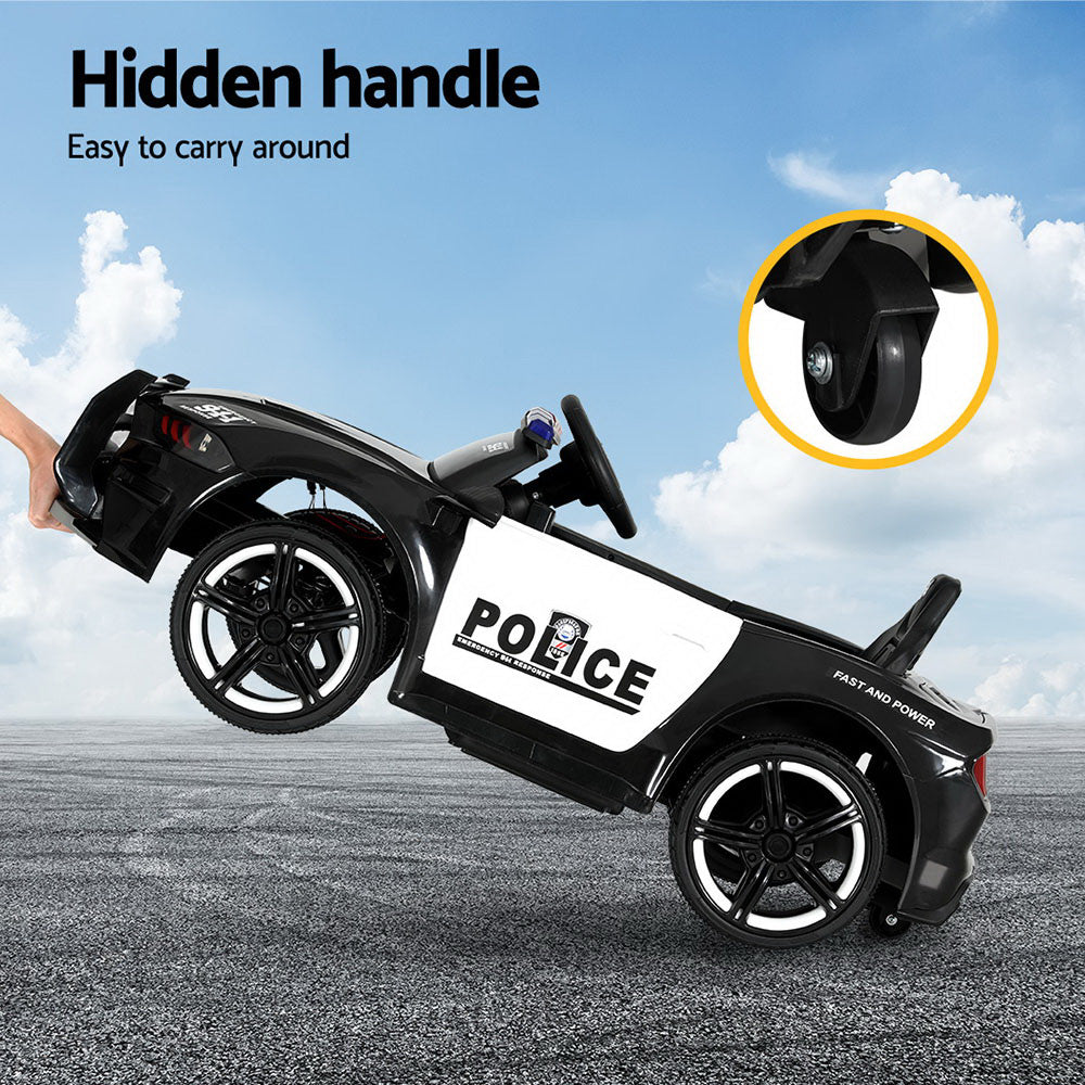 Rigo Kids Ride On Car Electric Patrol Police Cars Battery Powered Toys 12V Black RCAR-POLICE-FR-BK