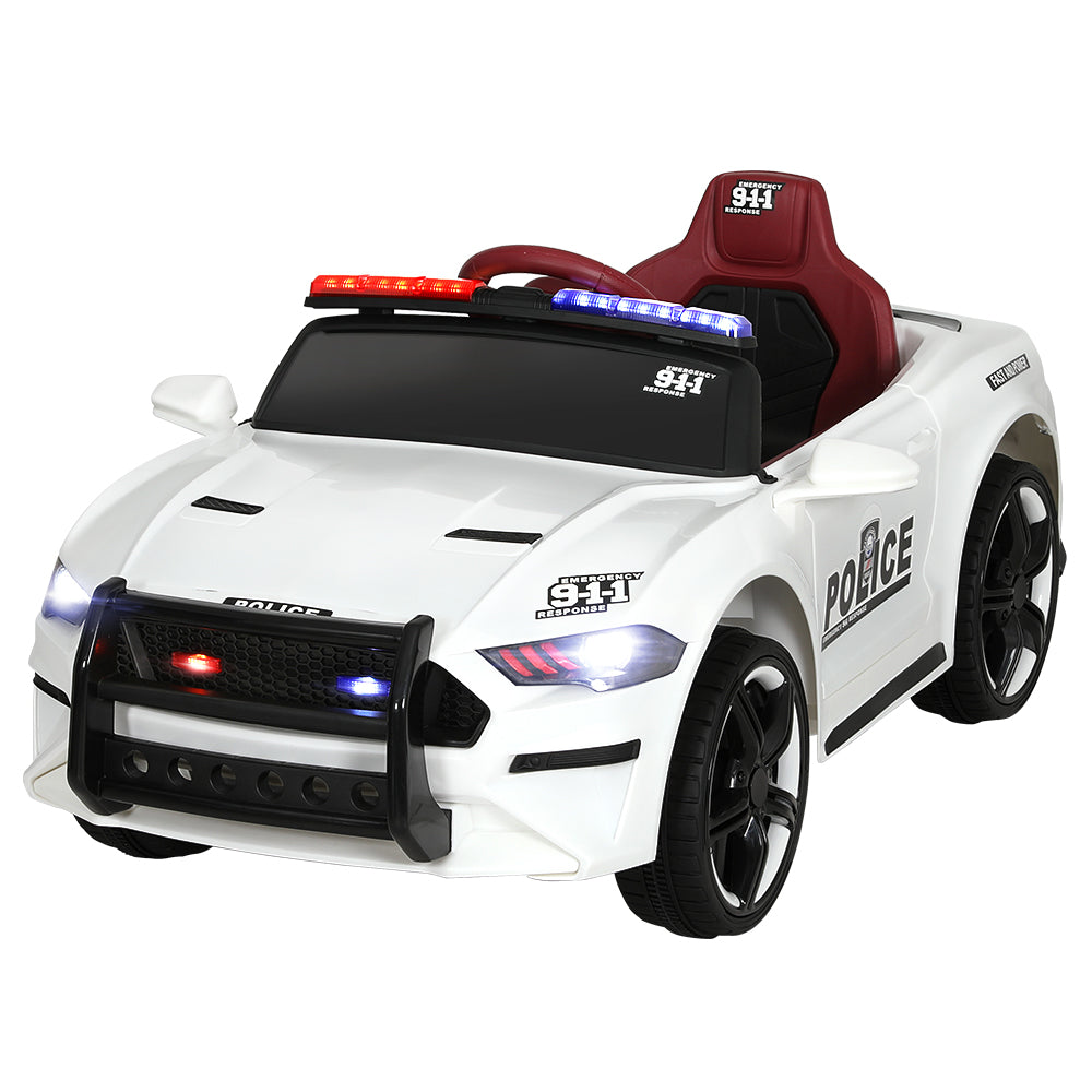 Rigo Kids Ride On Car Electric Patrol Police Cars Battery Powered Toys 12V White RCAR-POLICE-FR-WH