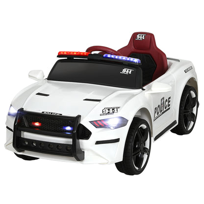 Rigo Kids Ride On Car Electric Patrol Police Cars Battery Powered Toys 12V White RCAR-POLICE-FR-WH