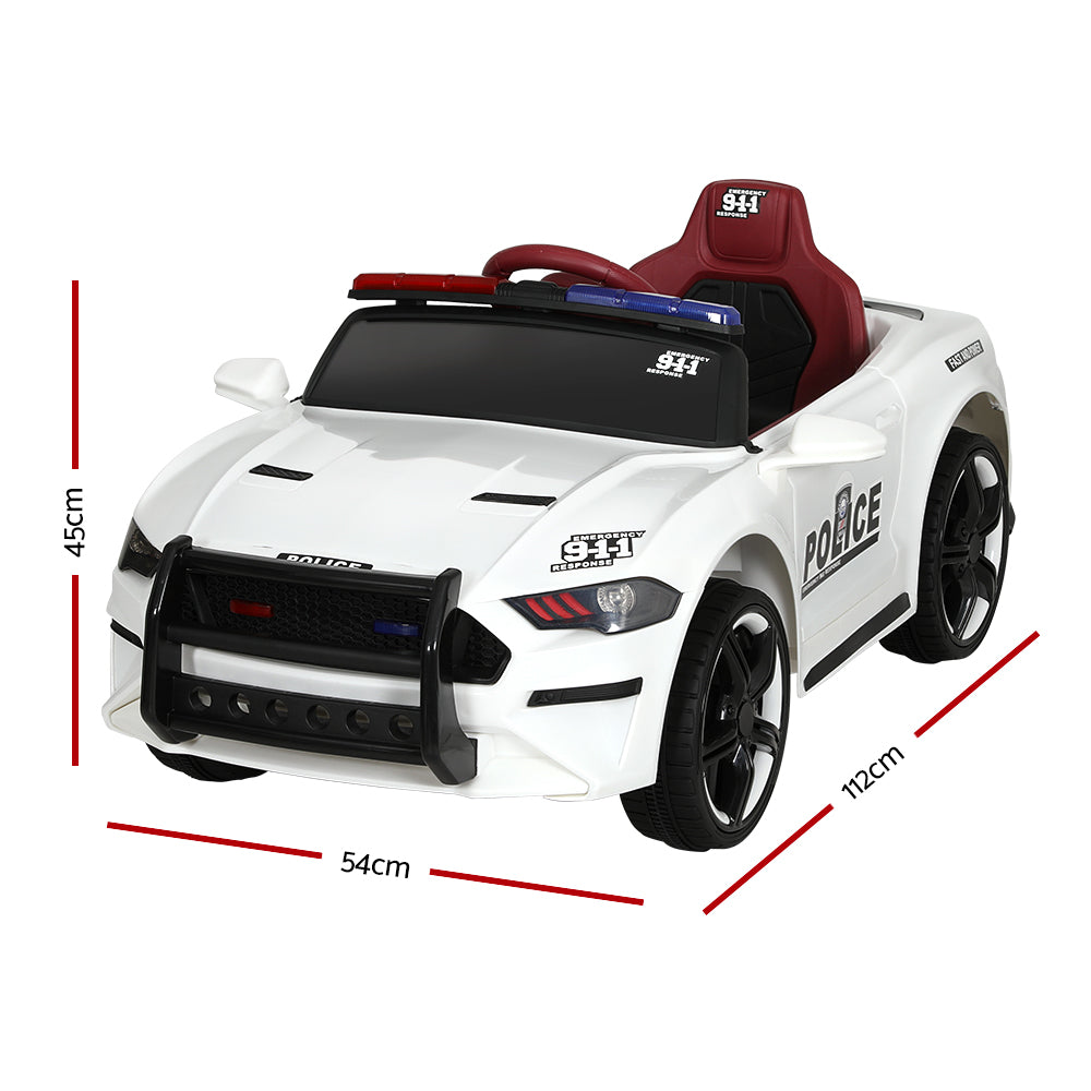 Rigo Kids Ride On Car Electric Patrol Police Cars Battery Powered Toys 12V White RCAR-POLICE-FR-WH