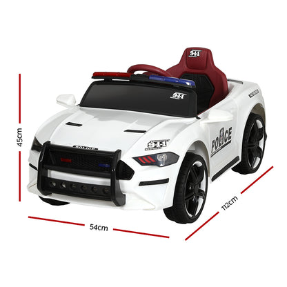 Rigo Kids Ride On Car Electric Patrol Police Cars Battery Powered Toys 12V White RCAR-POLICE-FR-WH