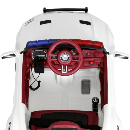 Rigo Kids Ride On Car Electric Patrol Police Cars Battery Powered Toys 12V White RCAR-POLICE-FR-WH