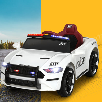 Rigo Kids Ride On Car Electric Patrol Police Cars Battery Powered Toys 12V White RCAR-POLICE-FR-WH