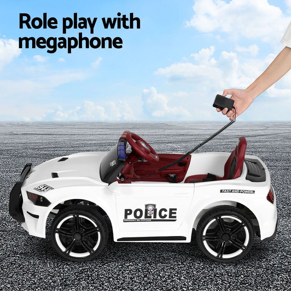 Rigo Kids Ride On Car Electric Patrol Police Cars Battery Powered Toys 12V White RCAR-POLICE-FR-WH
