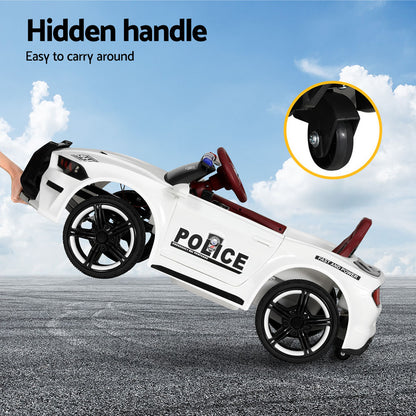 Rigo Kids Ride On Car Electric Patrol Police Cars Battery Powered Toys 12V White RCAR-POLICE-FR-WH