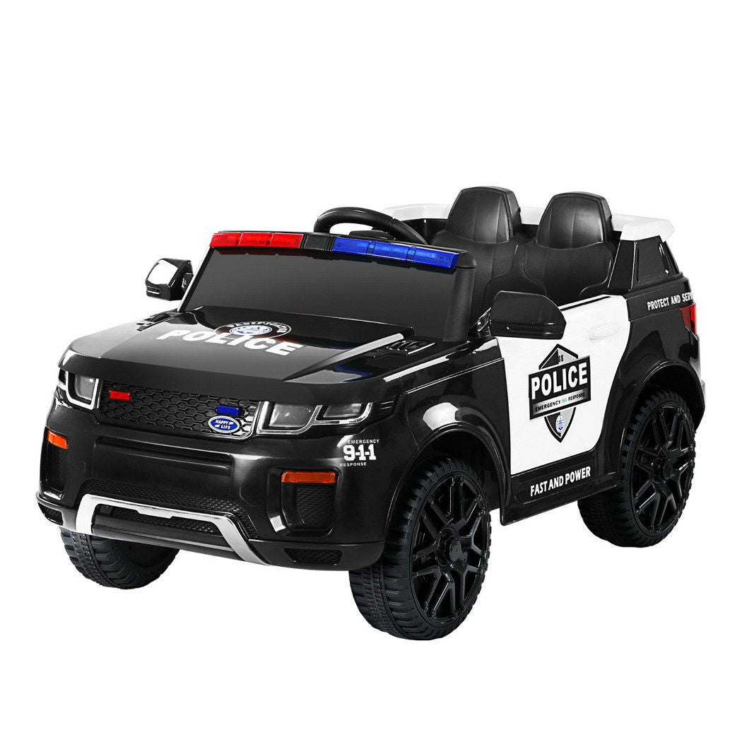 Rigo Kids Electric Ride On Patrol Police Car Horn Music Remote Black RCAR-POLICE-RGROVER-N-BK