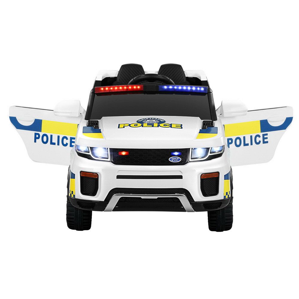 Rigo Kids Electric Ride On Patrol Police Car Horn Music Remote White RCAR-POLICE-RGROVER-N-WH