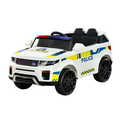 Rigo Kids Electric Ride On Patrol Police Car Horn Music Remote White RCAR-POLICE-RGROVER-N-WH