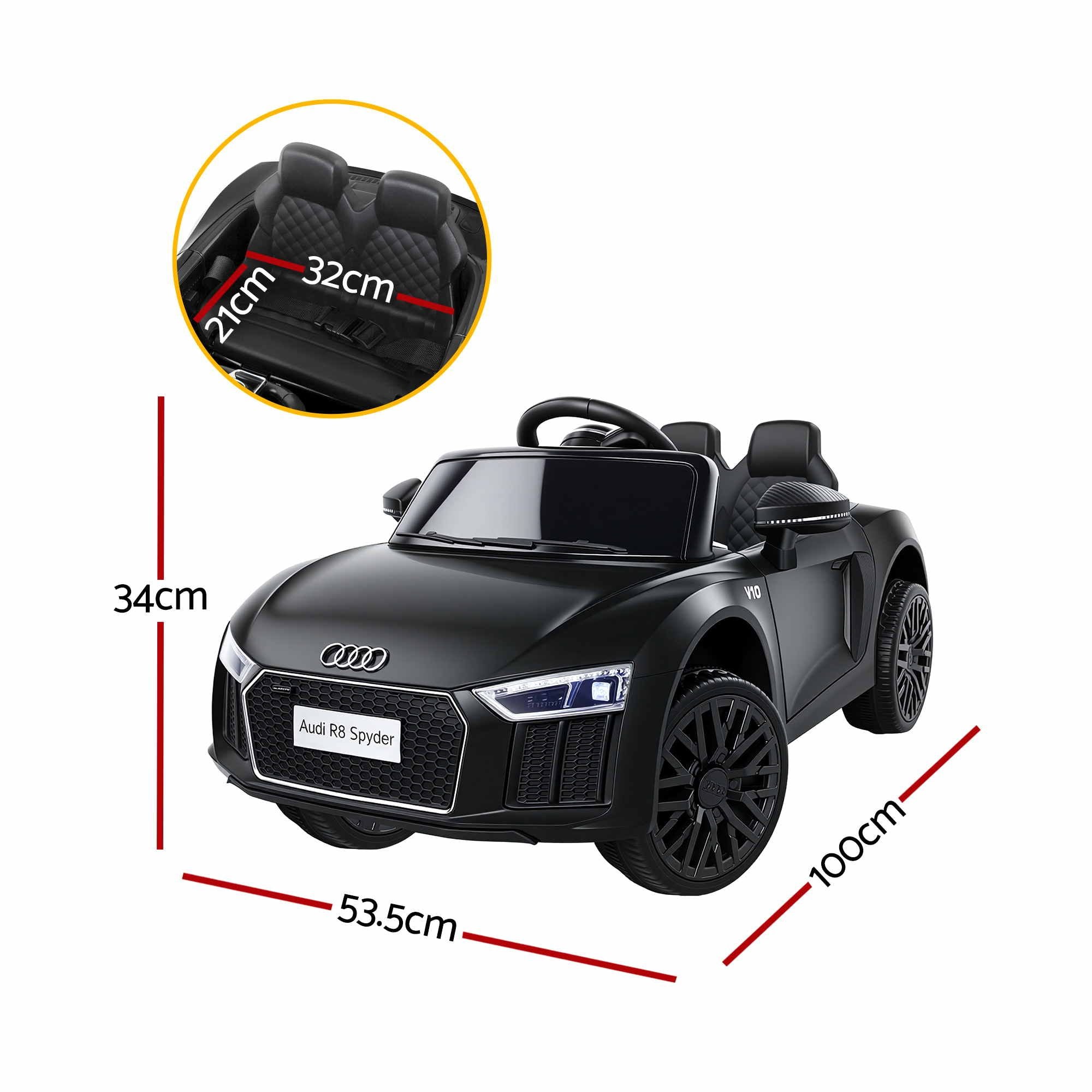 Kids Ride On Car Audi R8 Licensed Sports Electric Toy Cars Black RCAR-R8-S-BK