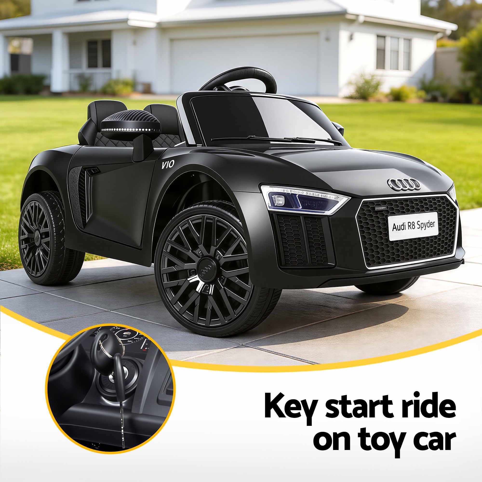 Kids Ride On Car Audi R8 Licensed Sports Electric Toy Cars Black RCAR-R8-S-BK