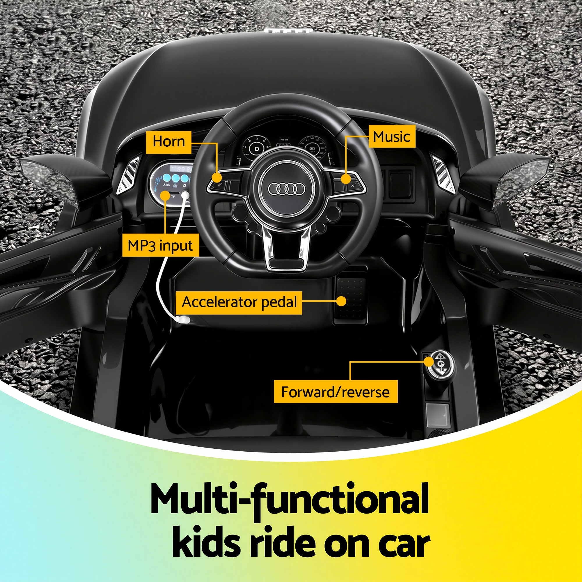 Kids Ride On Car Audi R8 Licensed Sports Electric Toy Cars Black RCAR-R8-S-BK