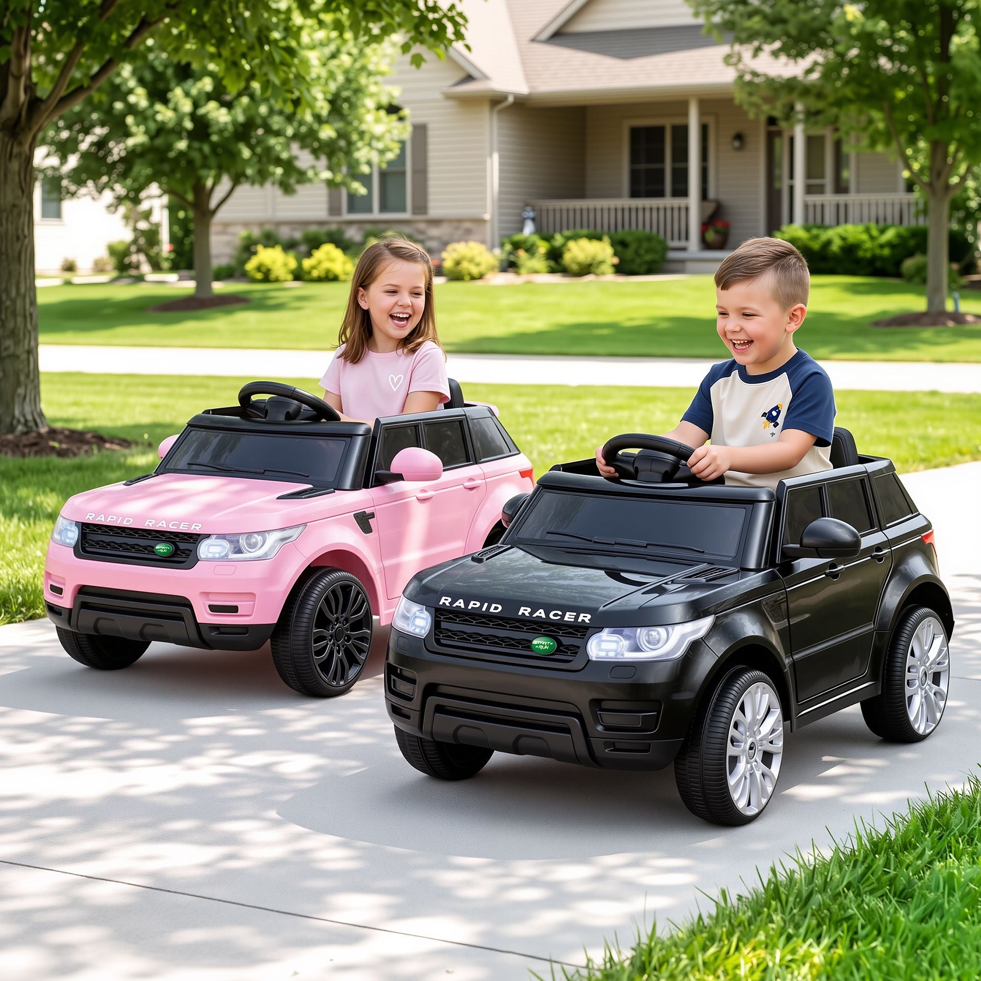 Rigo Kids Electric Ride On Car Black Pink Ride-On Toy with Remote Control RCAR-RANGEROVER-BKXPK