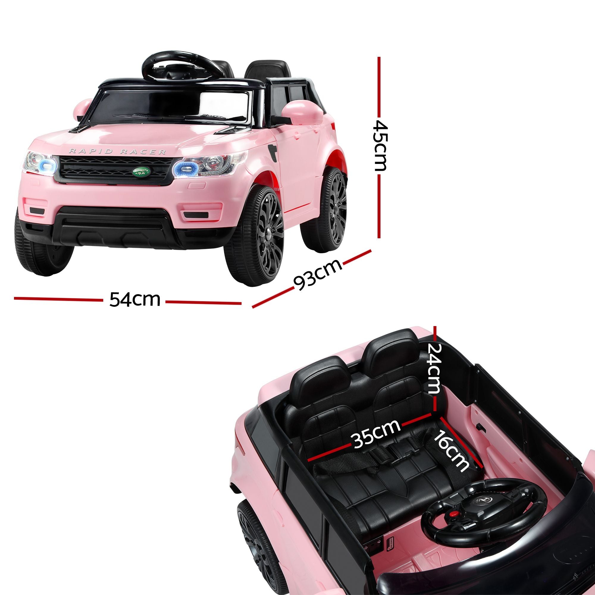 Rigo Kids Electric Ride On Car Black Pink Ride-On Toy with Remote Control RCAR-RANGEROVER-BKXPK