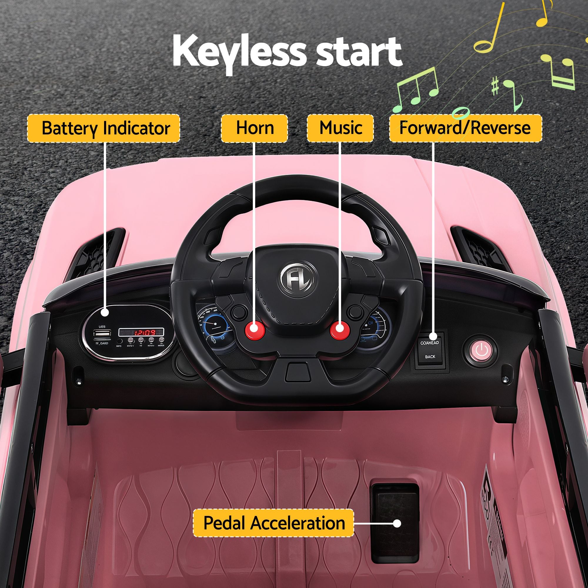 Rigo Kids Electric Ride On Car Black Pink Ride-On Toy with Remote Control RCAR-RANGEROVER-BKXPK