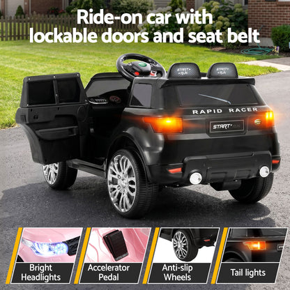 Rigo Kids Electric Ride On Car Black Pink Ride-On Toy with Remote Control RCAR-RANGEROVER-BKXPK