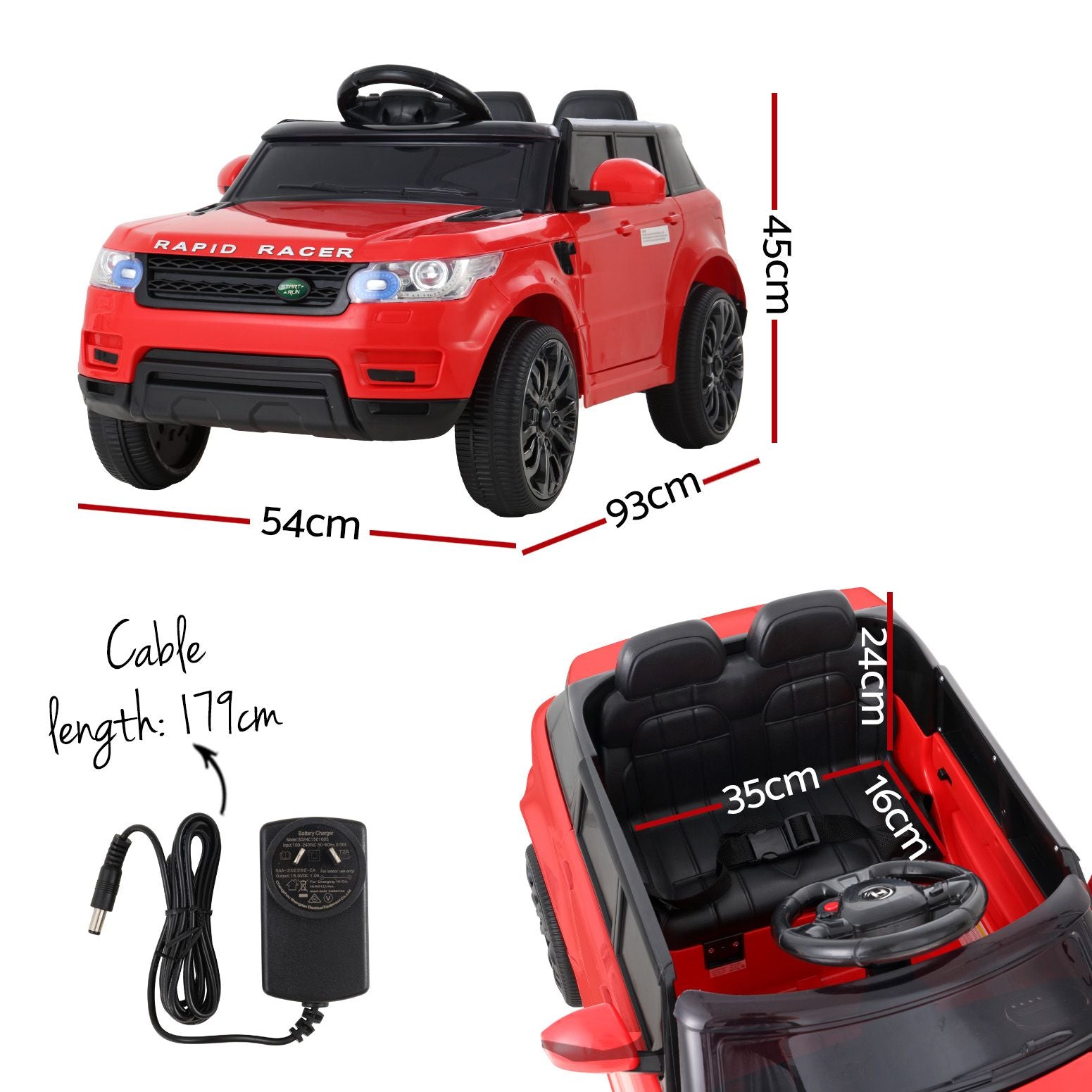 Rigo Kids Electric Ride On Car SUV Range Rover-inspired Cars Remote 12V Red RCAR-RANGEROVER-RD