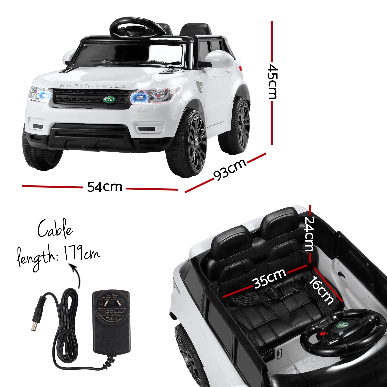 Rigo Kids Electric Ride On Car SUV Range Rover-inspired Cars Remote 12V White RCAR-RANGEROVER-WH