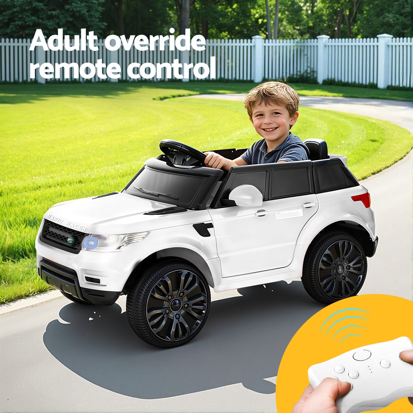 Rigo Kids Electric Ride On Car SUV Range Rover-inspired Cars Remote 12V White RCAR-RANGEROVER-WH