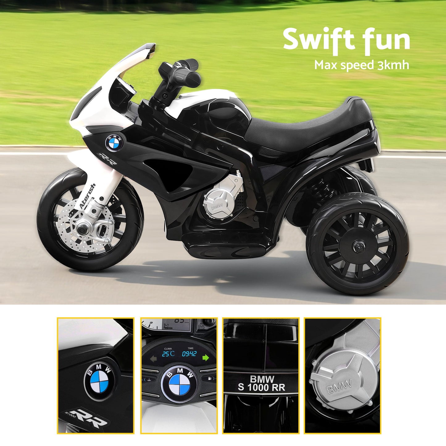 Kids Ride On Car Electric Ride On Cars Motorcycle Motorbike BMW Licensed S1000RR Black RCAR-S1000RR-BK