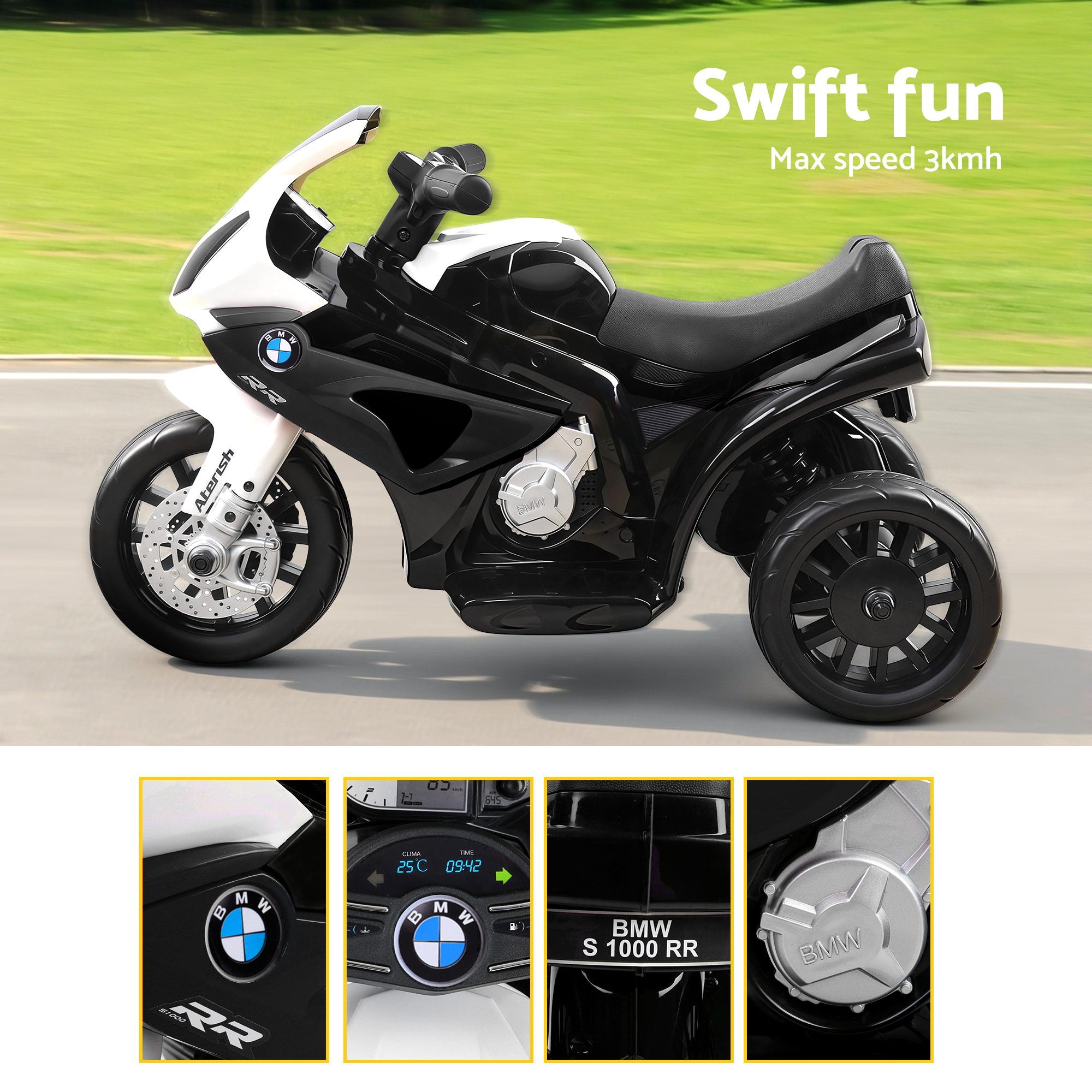 Kids Ride On Car Electric Ride On Cars Motorcycle Motorbike BMW Licensed S1000RR Black RCAR-S1000RR-BK