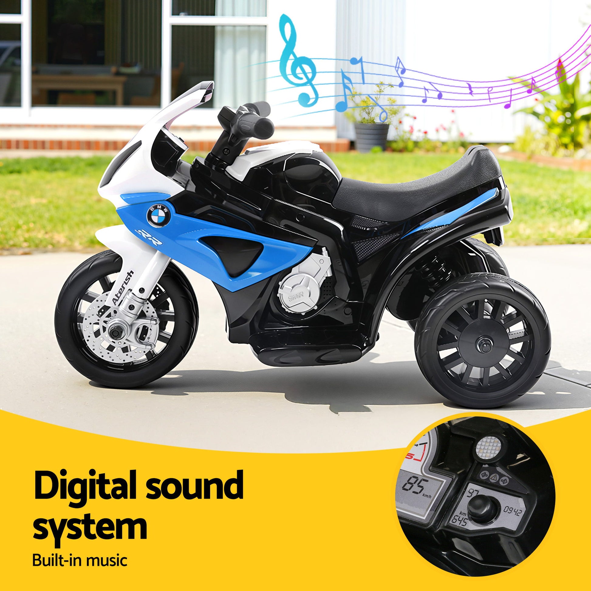 Kids Electric Ride On Car Police Motorcycle Motorbike BMW Licensed S1000RR Blue RCAR-S1000RR-BU