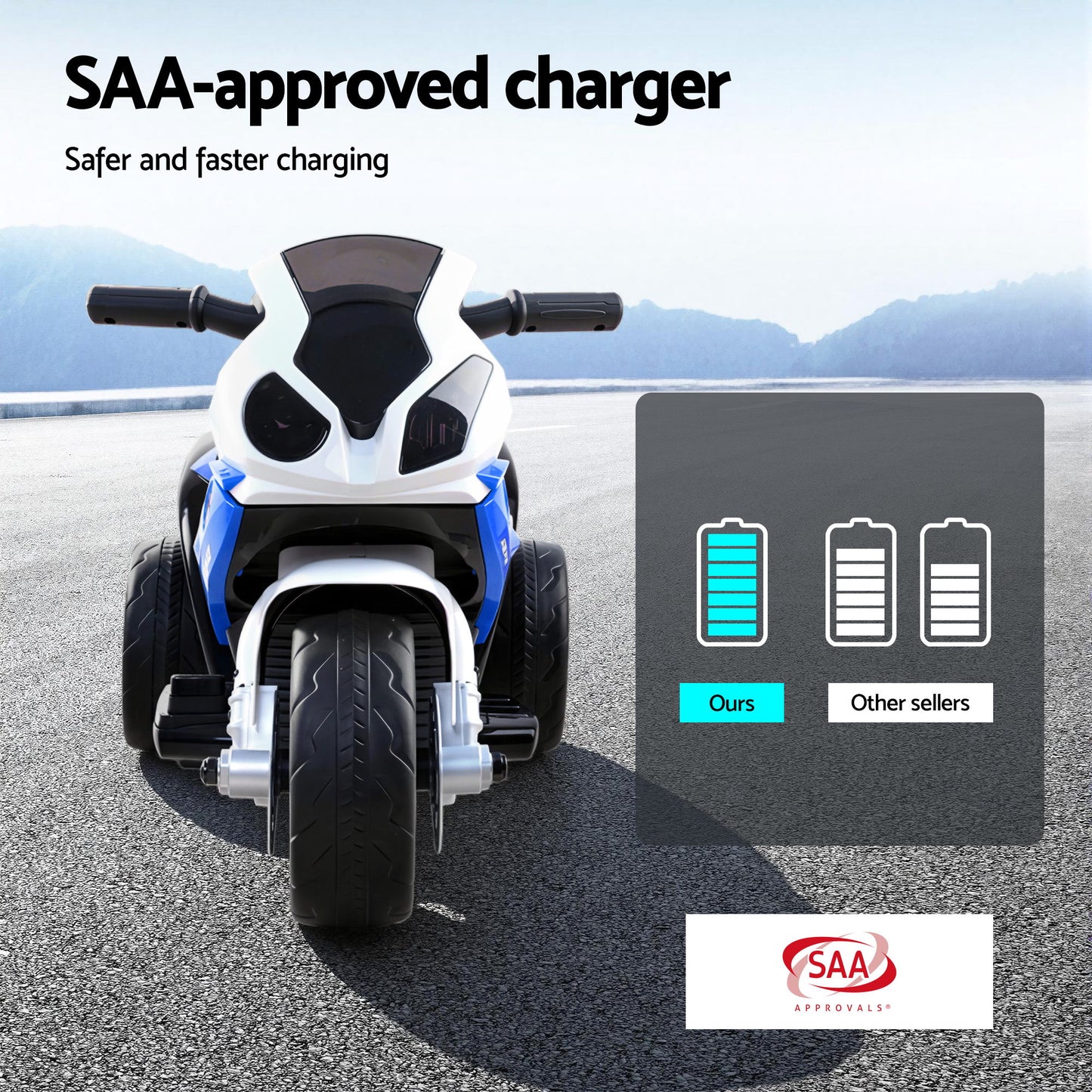 Kids Electric Ride On Car Police Motorcycle Motorbike BMW Licensed S1000RR Blue RCAR-S1000RR-BU
