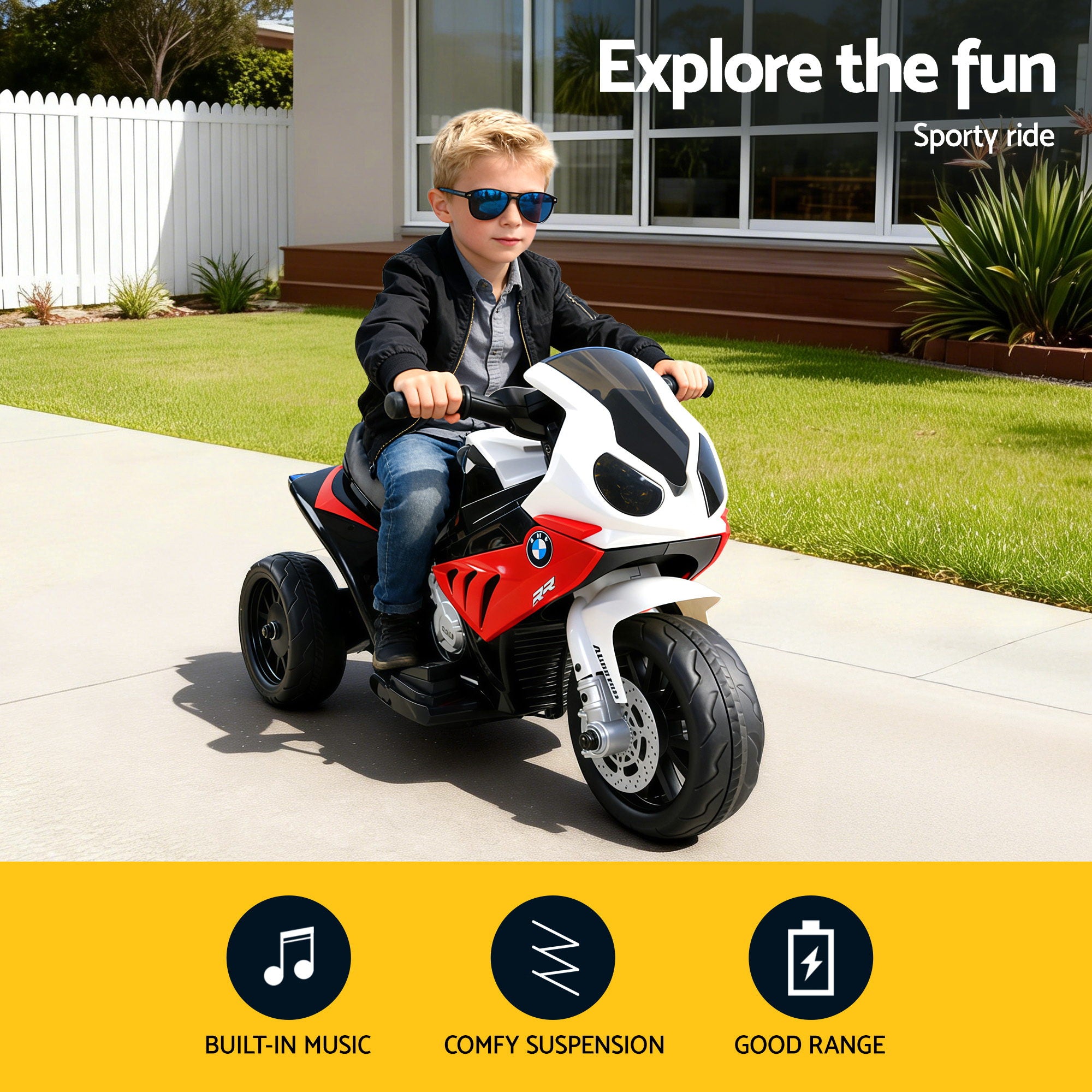 Kids Electric Ride On Car Police Motorcycle Motorbike BMW Licensed S1000RR Red