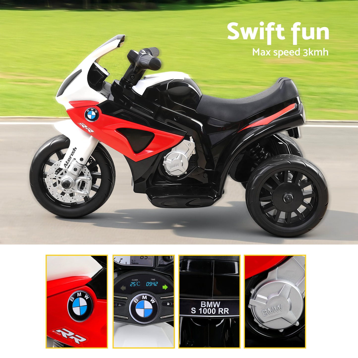 Kids Electric Ride On Car Police Motorcycle Motorbike BMW Licensed S1000RR Red RCAR-S1000RR-RD