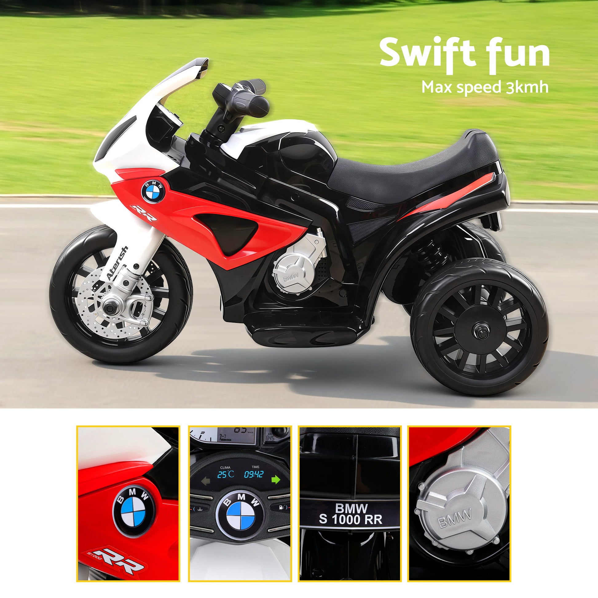 Kids Electric Ride On Car Police Motorcycle Motorbike BMW Licensed S1000RR Red RCAR-S1000RR-RD