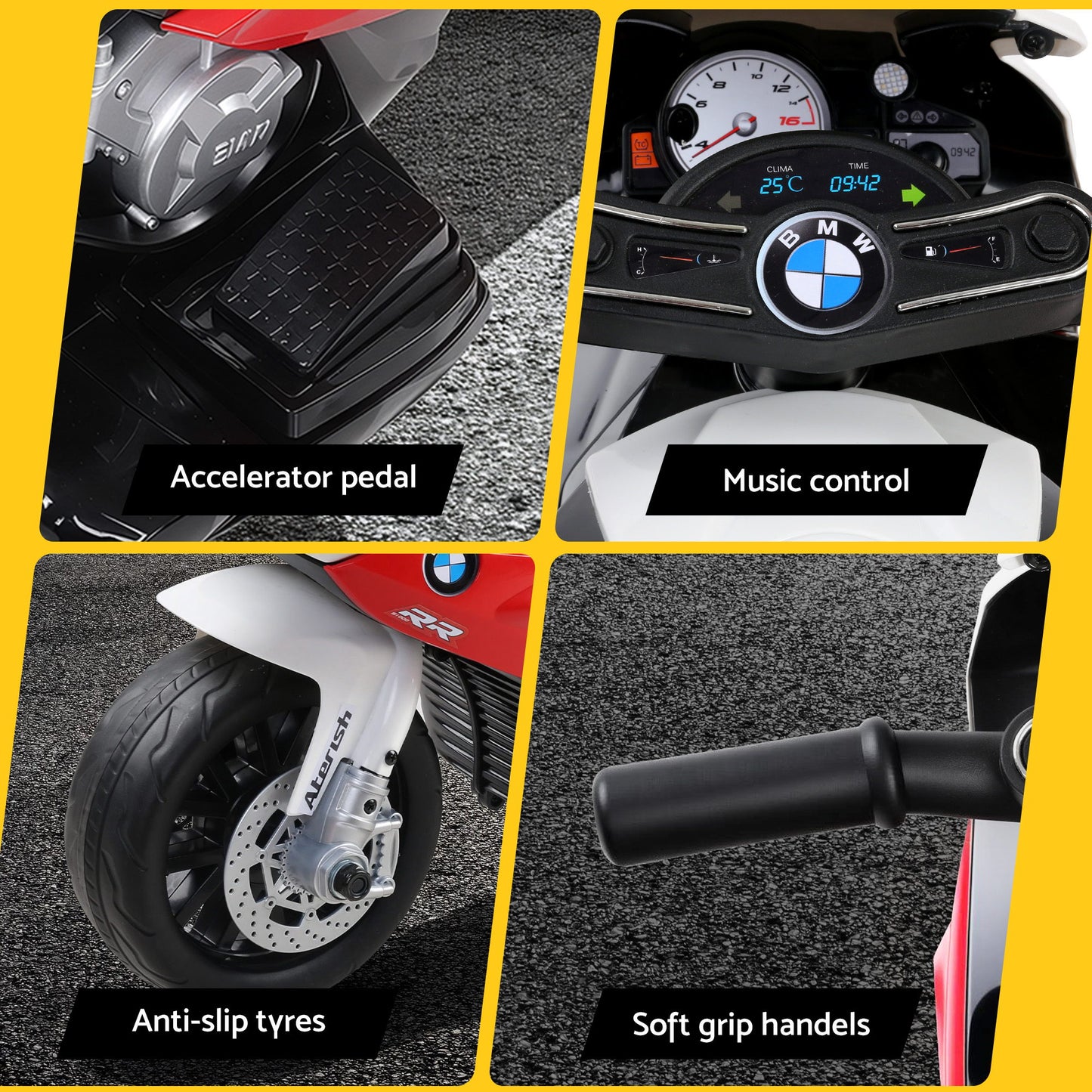 Kids Electric Ride On Car Police Motorcycle Motorbike BMW Licensed S1000RR Red RCAR-S1000RR-RD