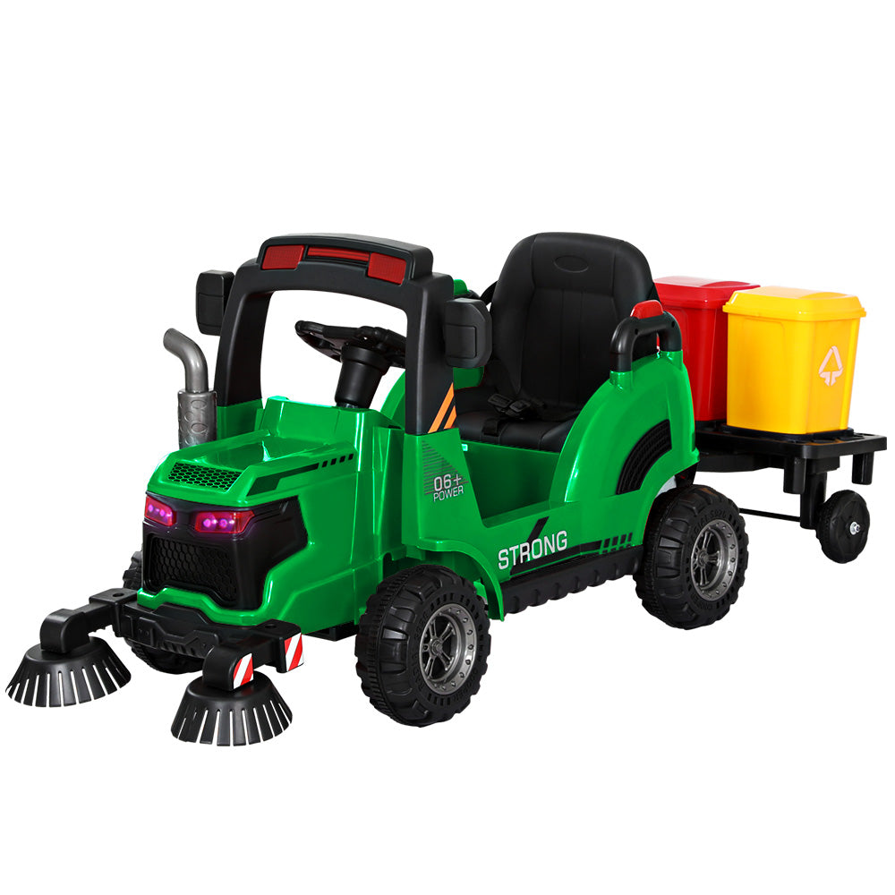 Rigo Kids Electric Ride On Car Street Sweeper Truck Toy Cars Remote 12V Green RCAR-SWEEPER-GN