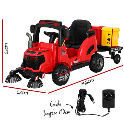 Rigo Kids Electric Ride On Car Street Sweeper Truck Toy Cars Remote 12V Red RCAR-SWEEPER-RD